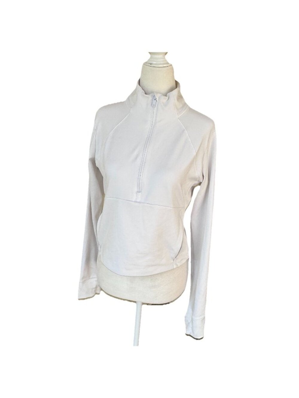 All in Motion 1/2 Zip Crop Pullover Activewear Top Jacket White Medium Women